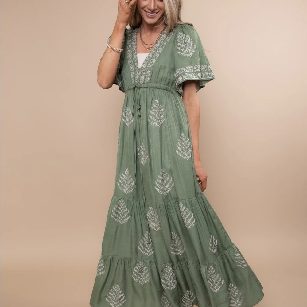 Botanical Embroidered Dress NWT